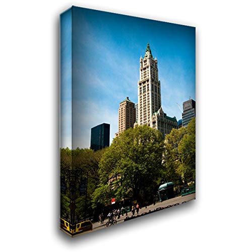 Berzel Erin 16x24 Gallery Wrapped Stretched Canvas Art - The Woolworth Building Painting, Modern Wall Decor for Living Room, Bedroom & Office