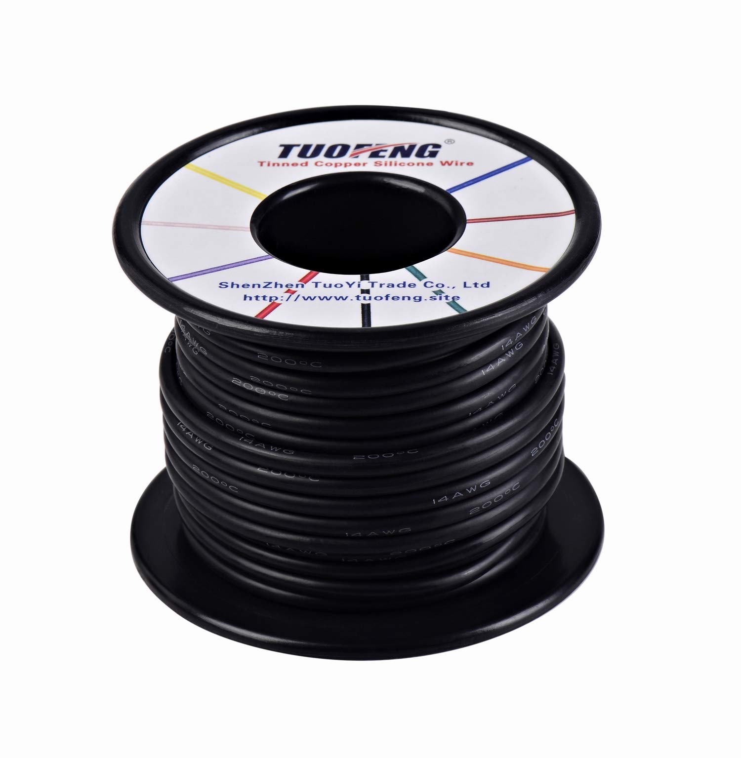 TUOFENG 14 AWG Silicone Insulated Wire - 66 Feet (33ft Black + 33ft Red) Flexible Stranded Copper Wire, High Temp Resistant for RC Cars, Drones, Test Leads, Battery Connections - Perfect for DIY Electronics & Automotive Wiring Projects