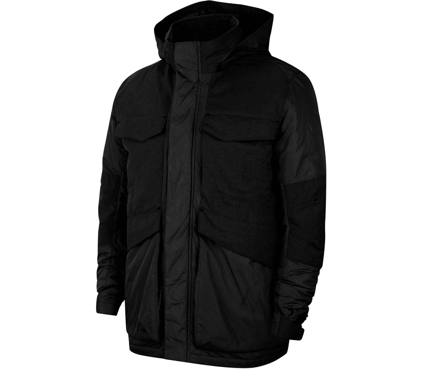 Nike Men's Synthetic-Fill Insulated Full Zip Hooded Jacket - Black, Small | Winter Running, Hiking & Outdoor Activities | Water-Resistant Cold Weather Coat