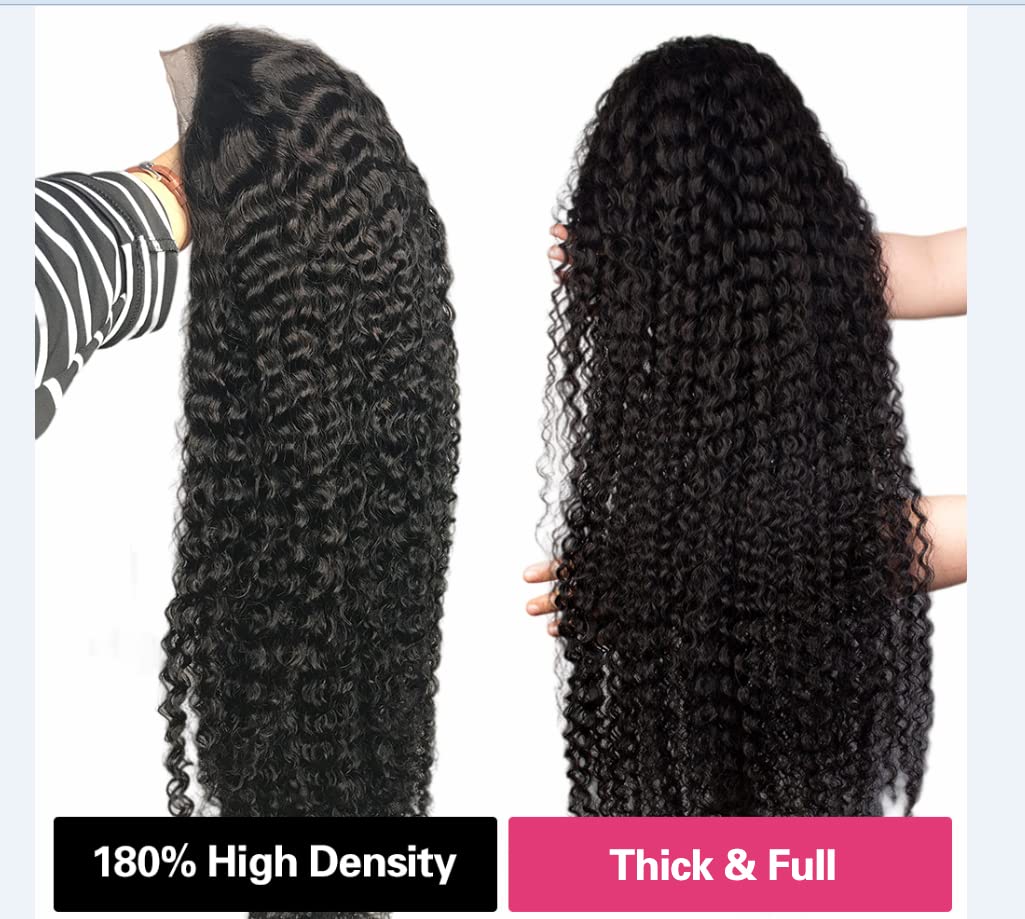 180% Density 13x4 Deep Wave Lace Front Human Hair Wig - Pre Plucked with Baby Hair & HD Transparent Lace | Natural Curly Wigs for Women | Perfect for Daily Wear, Parties & Special Occasions (20 Inch)