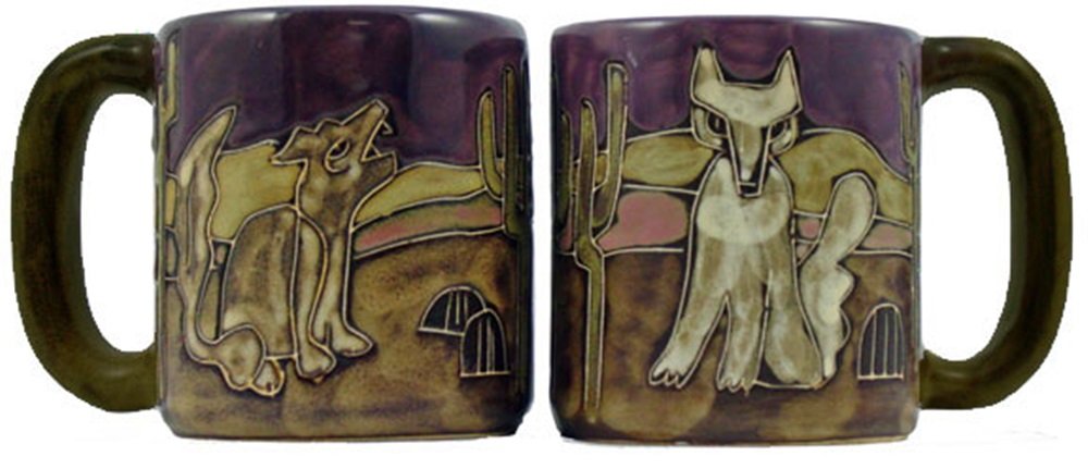 Premium 16 oz Mara Stoneware Mug Set of 2 - Coyote Desert Cactus Design - Durable Ceramic Coffee Cups for Home, Office & Outdoor Use - Perfect for Hot Beverages, Gifts & Rustic Decor