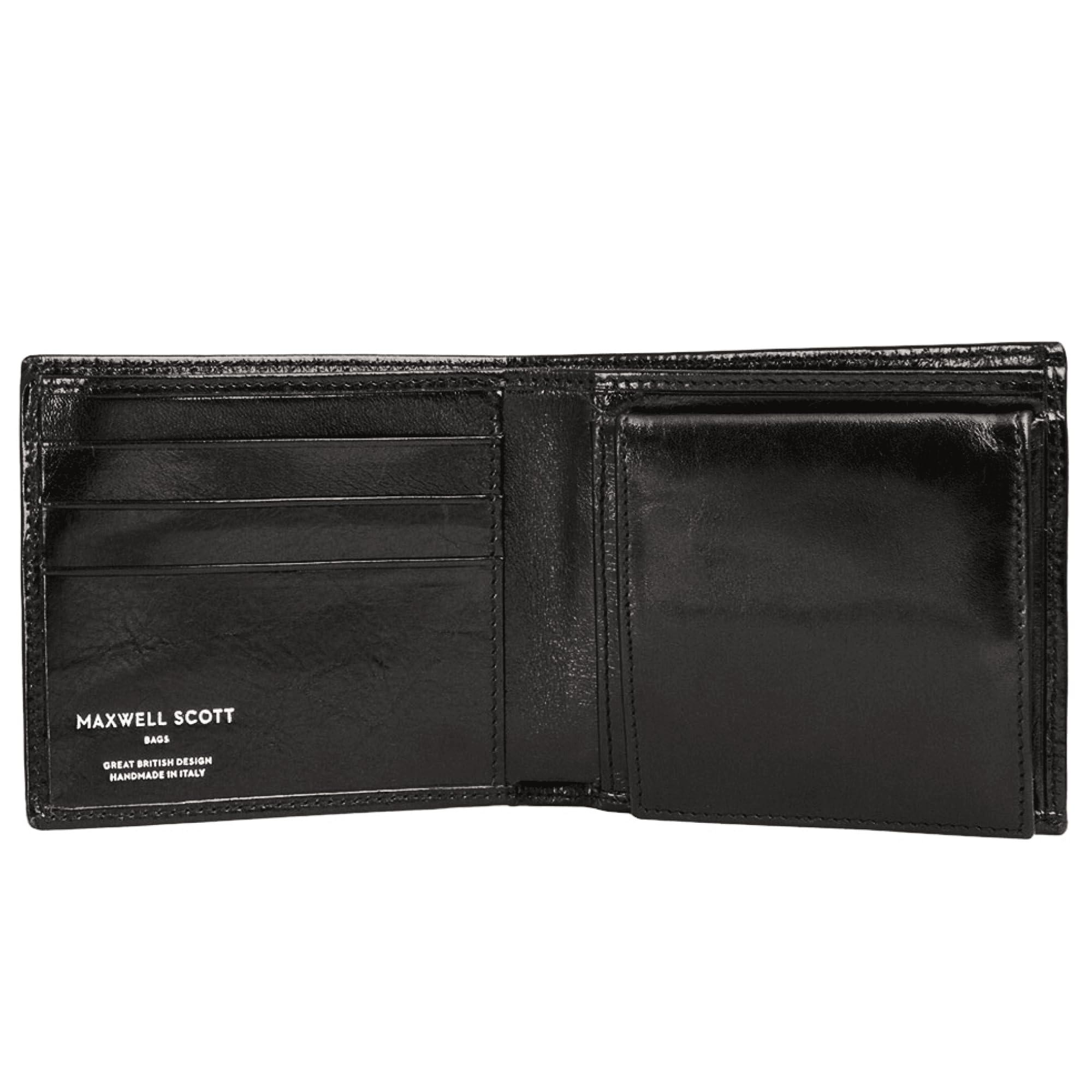 Maxwell Scott Men's Luxury Leather Wallet with Coin Pocket - Handmade Full Grain Leather Bifold Wallet for Men - The Ticciano Black - Perfect for Everyday Carry, Travel & Business