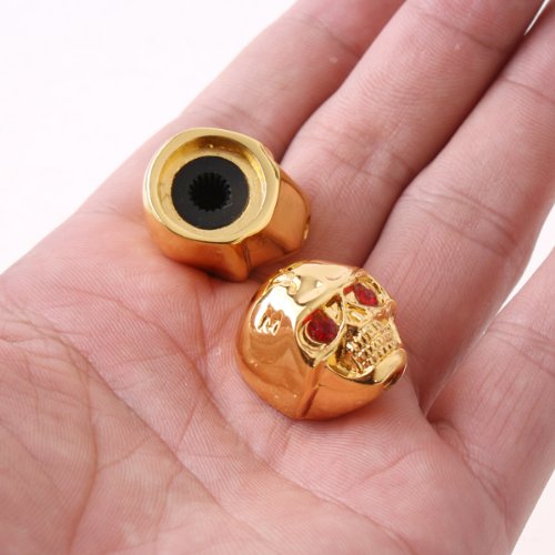 4pcs Gold Electric Guitar Volume & Tone Control Knobs with Skull Head Design - Includes Wrench for Easy Installation - Perfect for Rock, Metal & Custom Guitar Upgrades