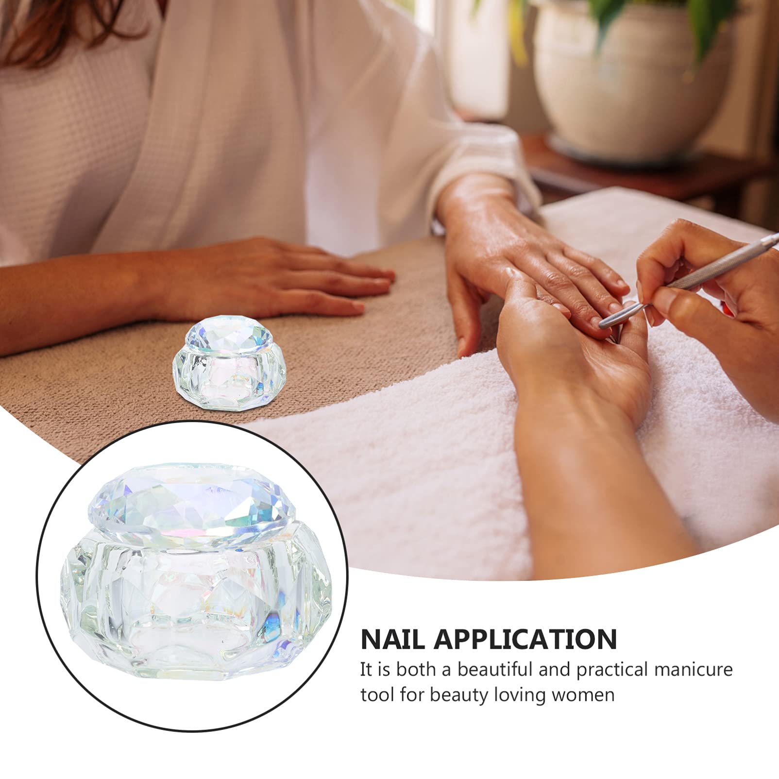 Clear Glass Dappen Dish with Lid - Crystal Nail Art Liquid Container for Manicure Tools, Nail Polish Pen Holder & Acrylic Powder Mixing | Perfect for Salon, Home Nail Care & DIY Nail Art Designs