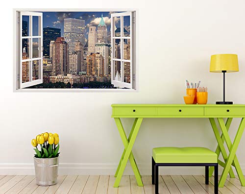 3D Removable Vinyl Wall Stickers - New York Cityscape Wall Art Decal (85x105cm) | Easy Peel & Stick Wallpaper | Durable Home Decor for Living Room, Bedroom, Office