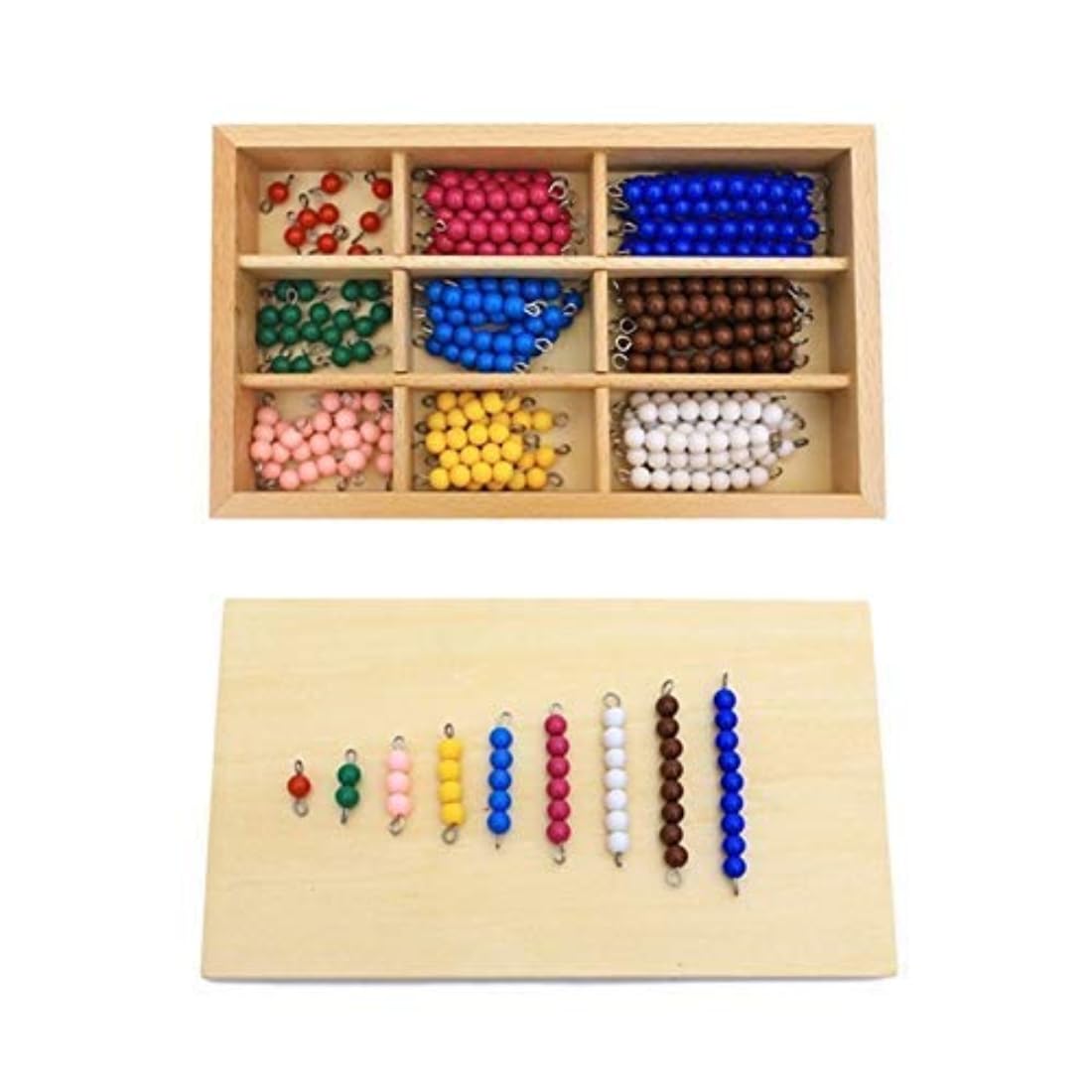 Montessori Wooden Math Learning Toys for Kids - Colorful Counting Beads & Checker Board - Early Childhood Education, Preschool Math Training - Perfect for Homeschooling & Classroom Activities