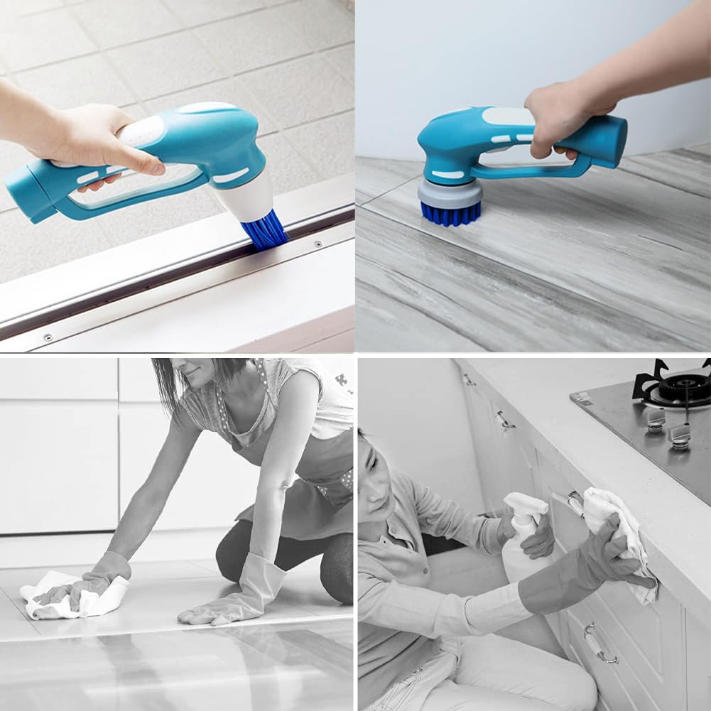 RICHOOSE Cordless Electric Scrubber - 6 Brush Heads for Bathroom, Kitchen & Shower Cleaning