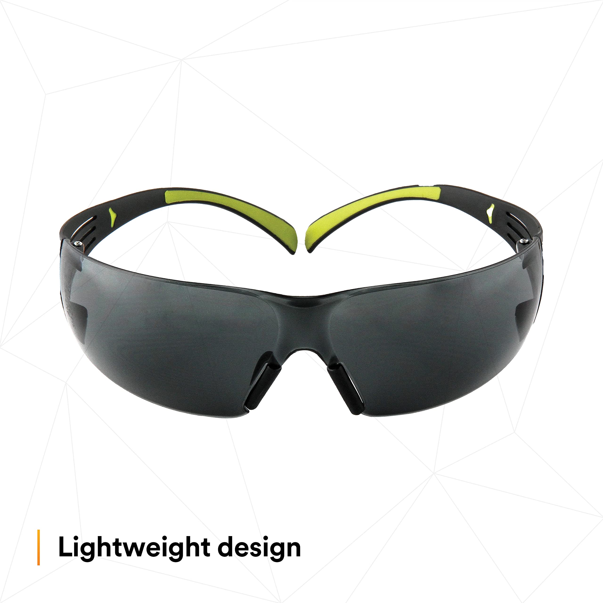 3M SecureFit 400 Series Safety Glasses - Anti-Fog & Anti-Scratch Lens, Dual-Injected Temples, Soft Nose Bridge - Pack of 20 (Gray Lens, Black/Green Frame) - Perfect for Construction, Woodworking, Lab Work & DIY Projects