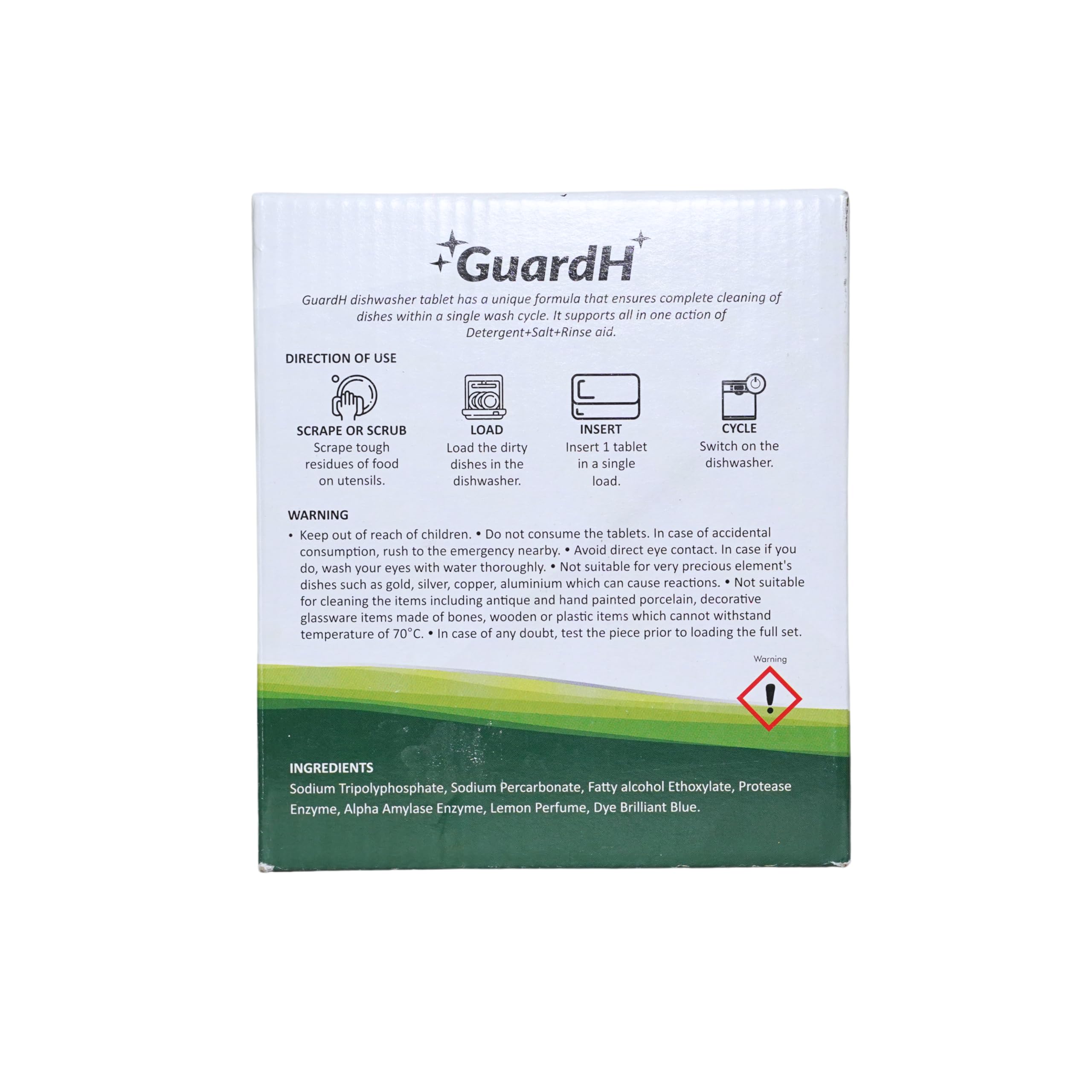 GuardH Dishwasher Detergent Tablets - 30 Count, Powerful Cleaning for Sparkling Dishes | Ideal for Daily Dishwashing, Pots, Pans & Glassware