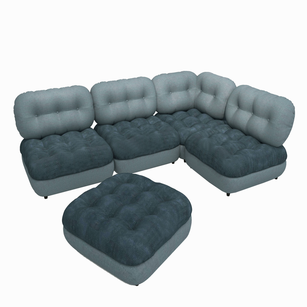 Modern Marlow Chaise Sectional Sofa with Ottoman - Comfortable L-Shaped Couch for Living Room, Lounge & Family Gatherings