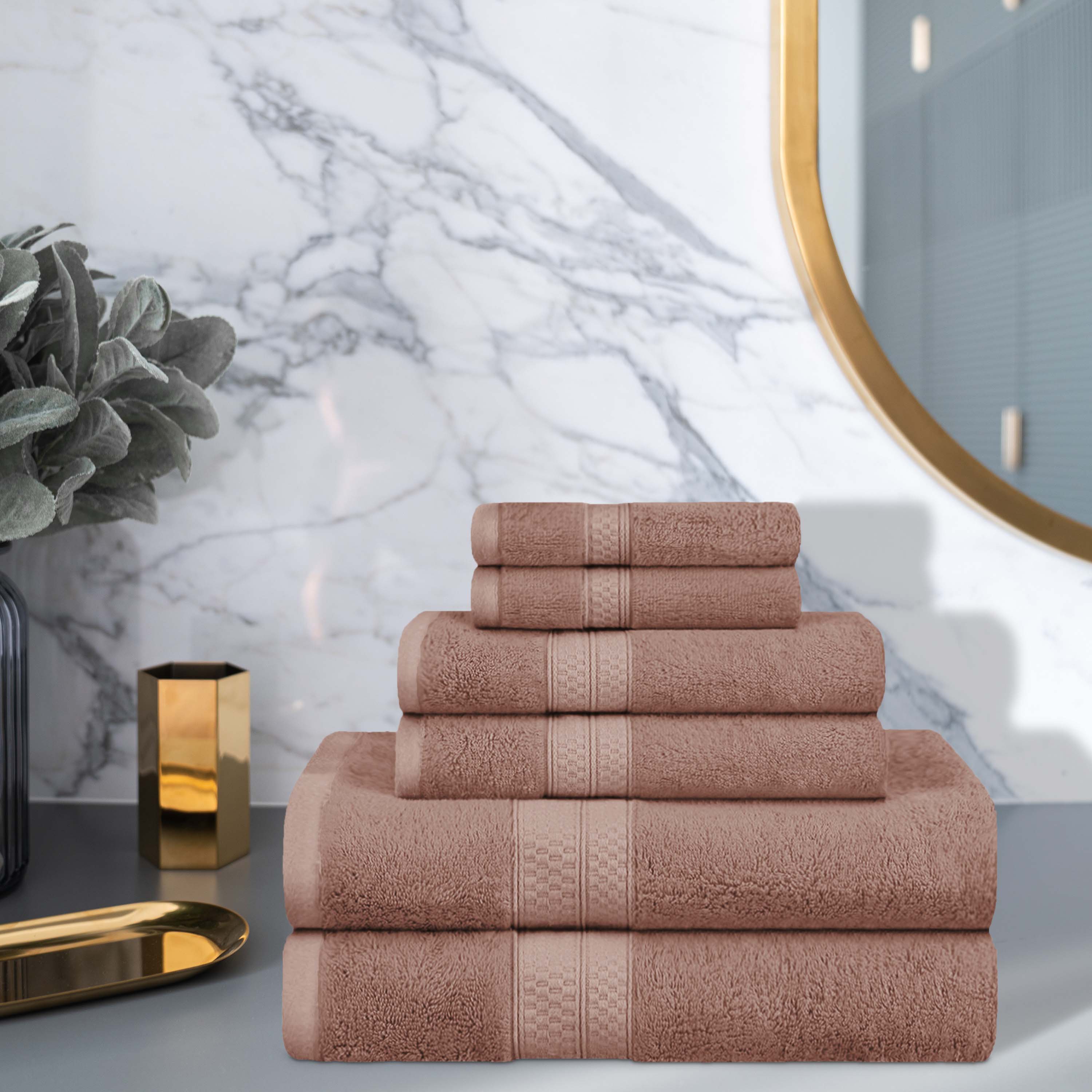 Ultra Soft Rayon Bamboo Cotton Blend 6-Piece Towel Set | Bath, Beach & Spa Luxury Towels | Eco-Friendly & Absorbent