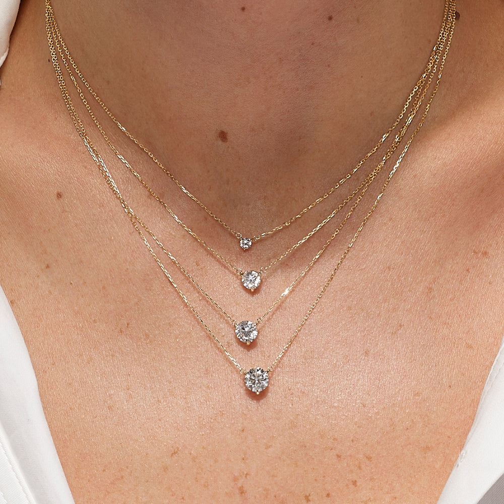 1.0ct Lab Grown Diamond Round Pendant Necklace in 10k Gold - Perfect for Weddings, Anniversaries & Special Occasions