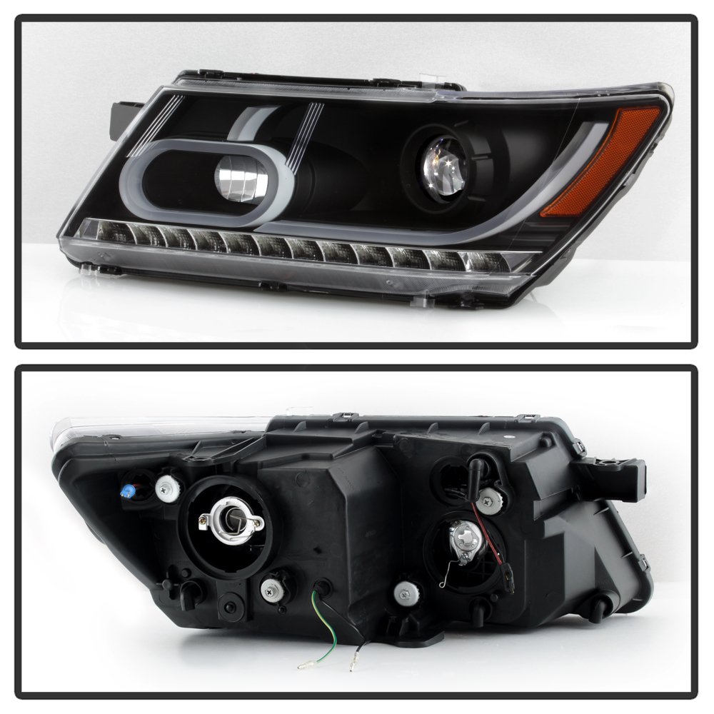High-Performance LED Light Tube DRL Headlights for Dodge Journey 2009-2014 - Black/Clear Lens - Upgrade Your Ride with Bright Daytime Running Lights for Enhanced Safety & Style