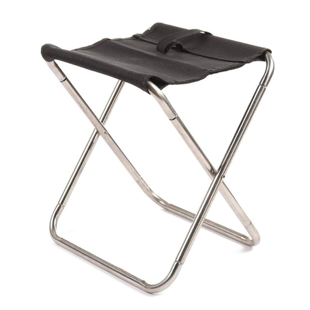 DPPAN Portable Small Camping Folding Stool - Lightweight Collapsible Chair for Outdoor, Hiking, Fishing & Picnic - Supports 220 lbs - Compact & Durable Black Camp Stool for Backpacking, Beach & Tailgating