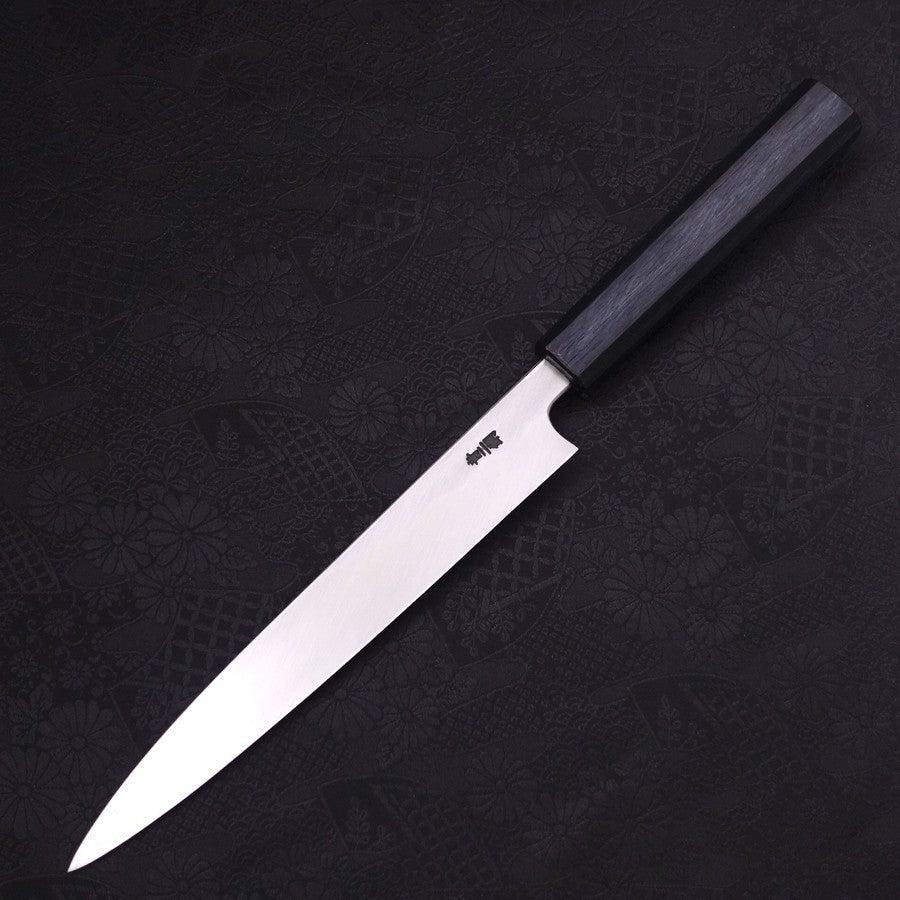 Premium Yanagiba Sushi Knife 210mm - Blue Steel #2 with Kasumi Finish & Dark Blue Urushi Handle - Perfect for Sushi Chefs & Japanese Cuisine Lovers