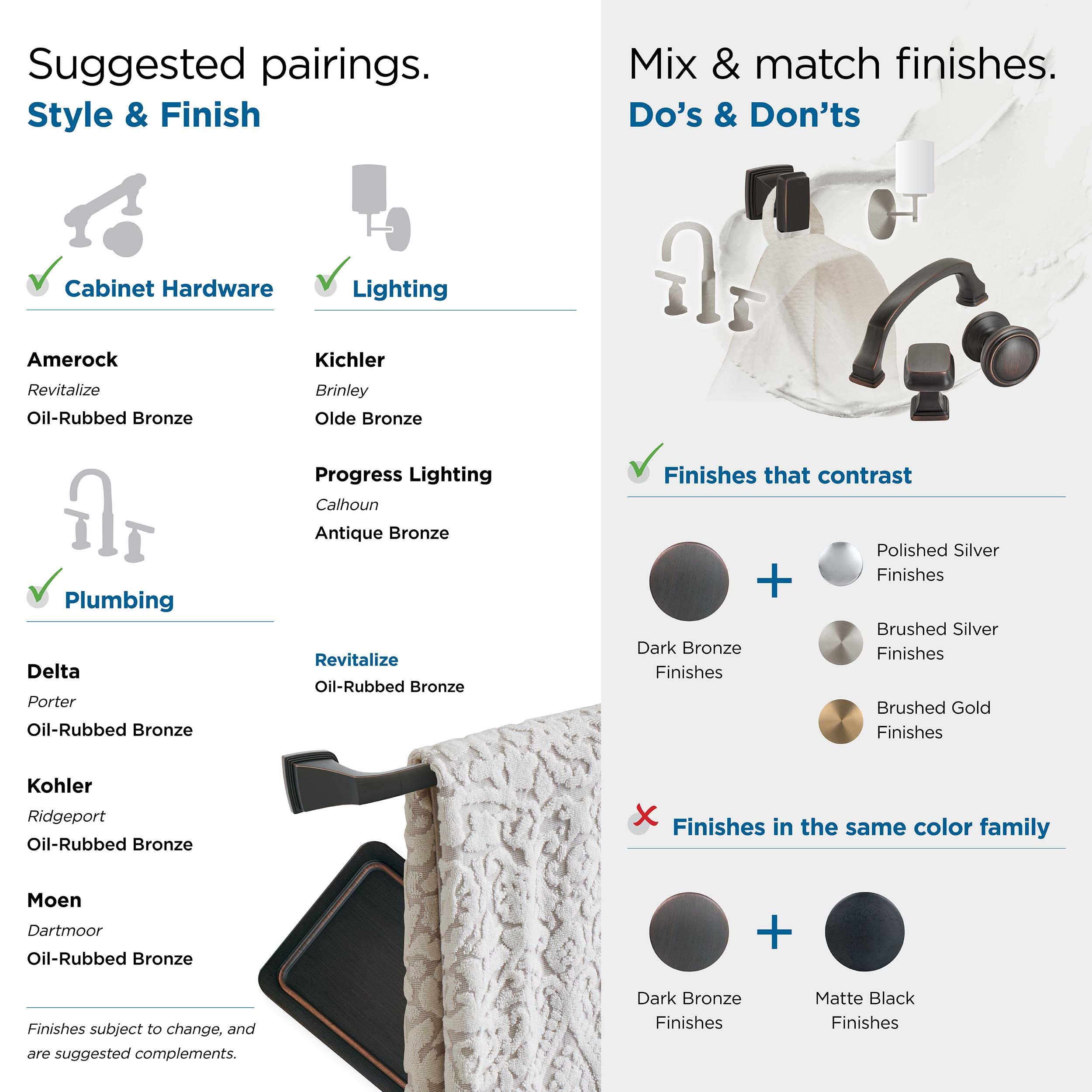 Amerock BH36034ORB Oil Rubbed Bronze 24-Inch Towel Bar - Bathroom Towel Rack Holder for Hand & Bath Towels - Durable Bath Hardware & Accessories - Perfect for Bathrooms, Spas & Guest Rooms