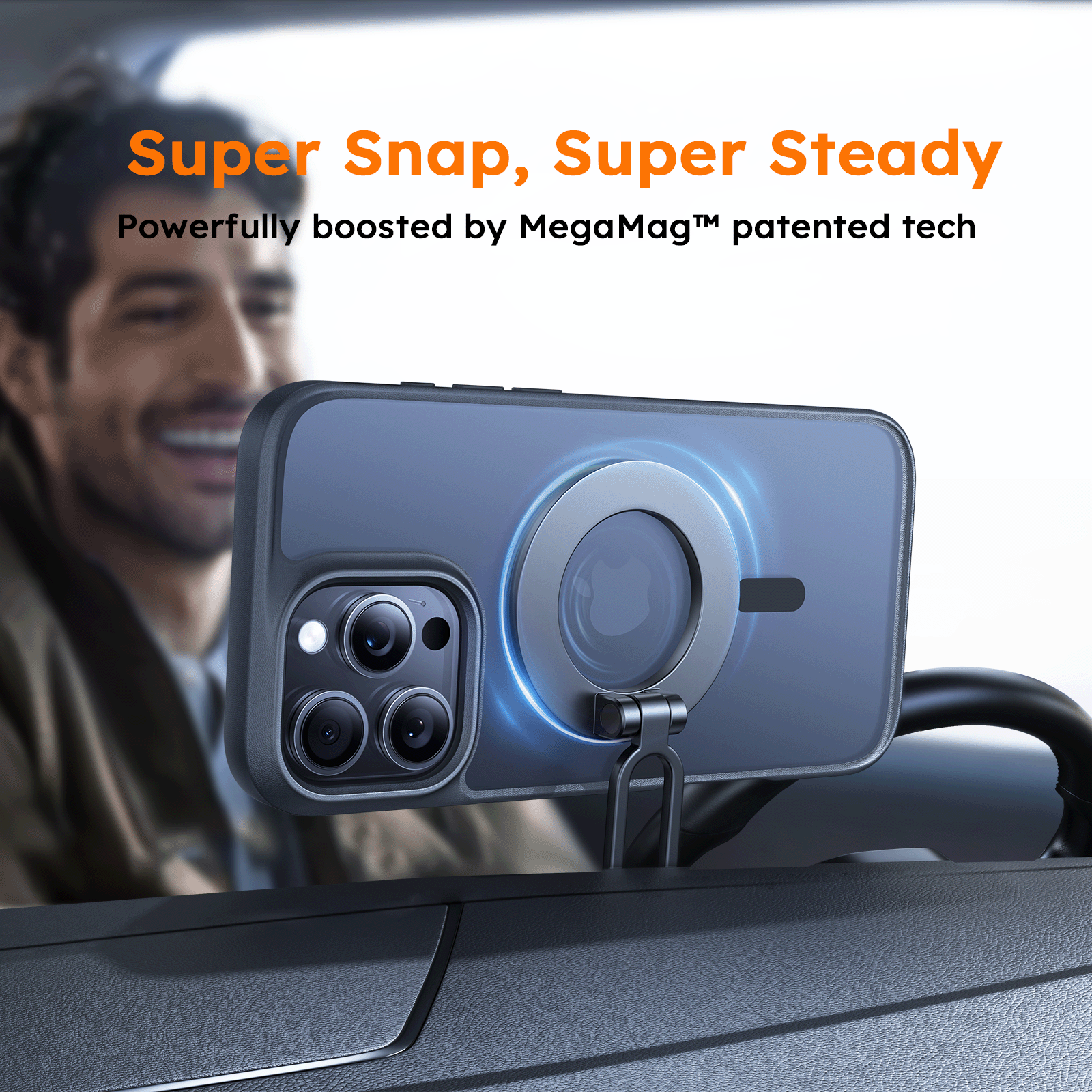 Guardian Mag for iPhone 16 - Magnetic Phone Holder with Strong Grip | Perfect for Car Mount, Desk Stand & Hands-Free Use While Driving, Working or Video Calling