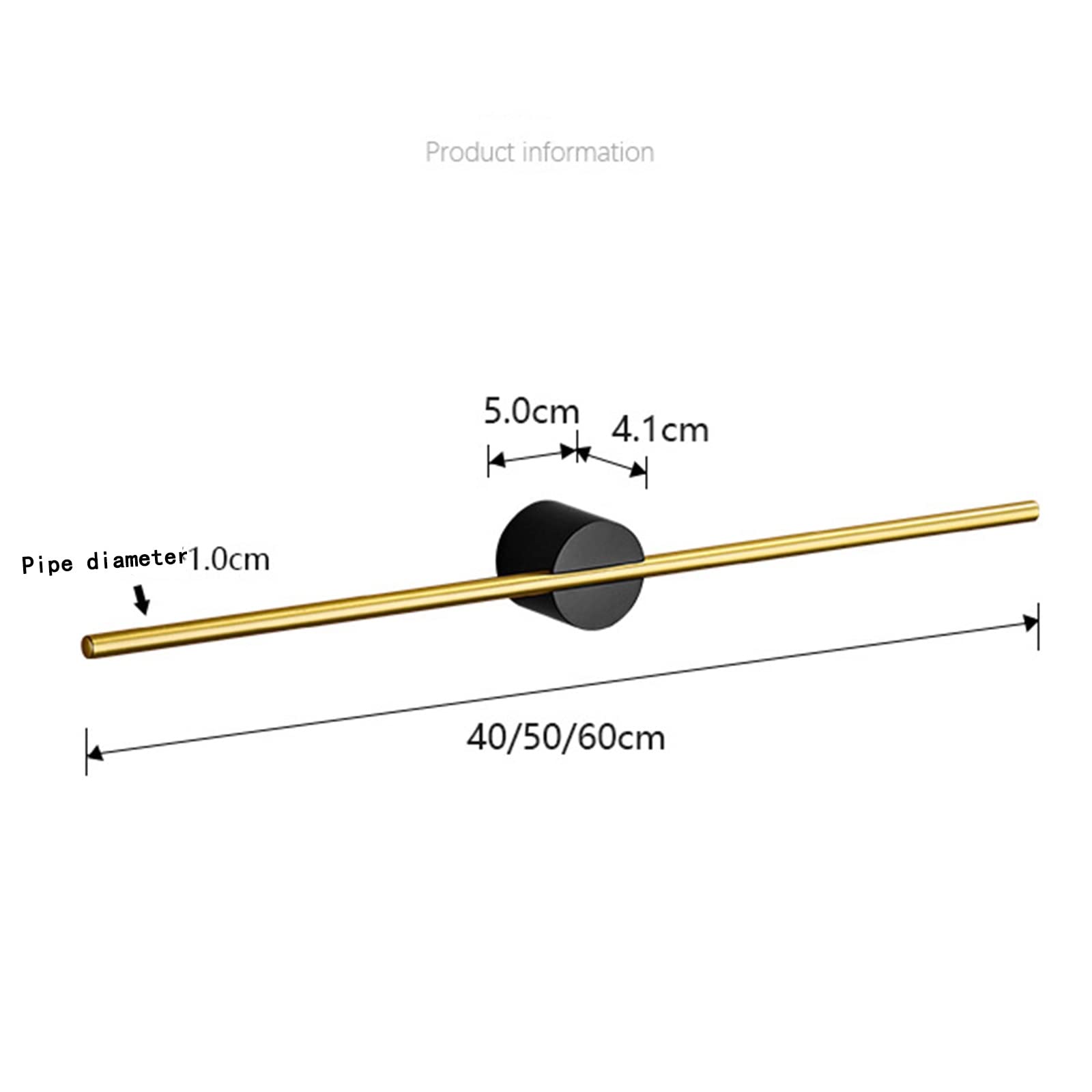 Luxury Brushed Gold Adjustable Single Towel Bar - Nordic Minimalist Bathroom Towel Rack - Wall Mounted (Black Seat & Gold Pole, 60cm) - Perfect for Modern Bathrooms, Guest Rooms & Spa Retreats
