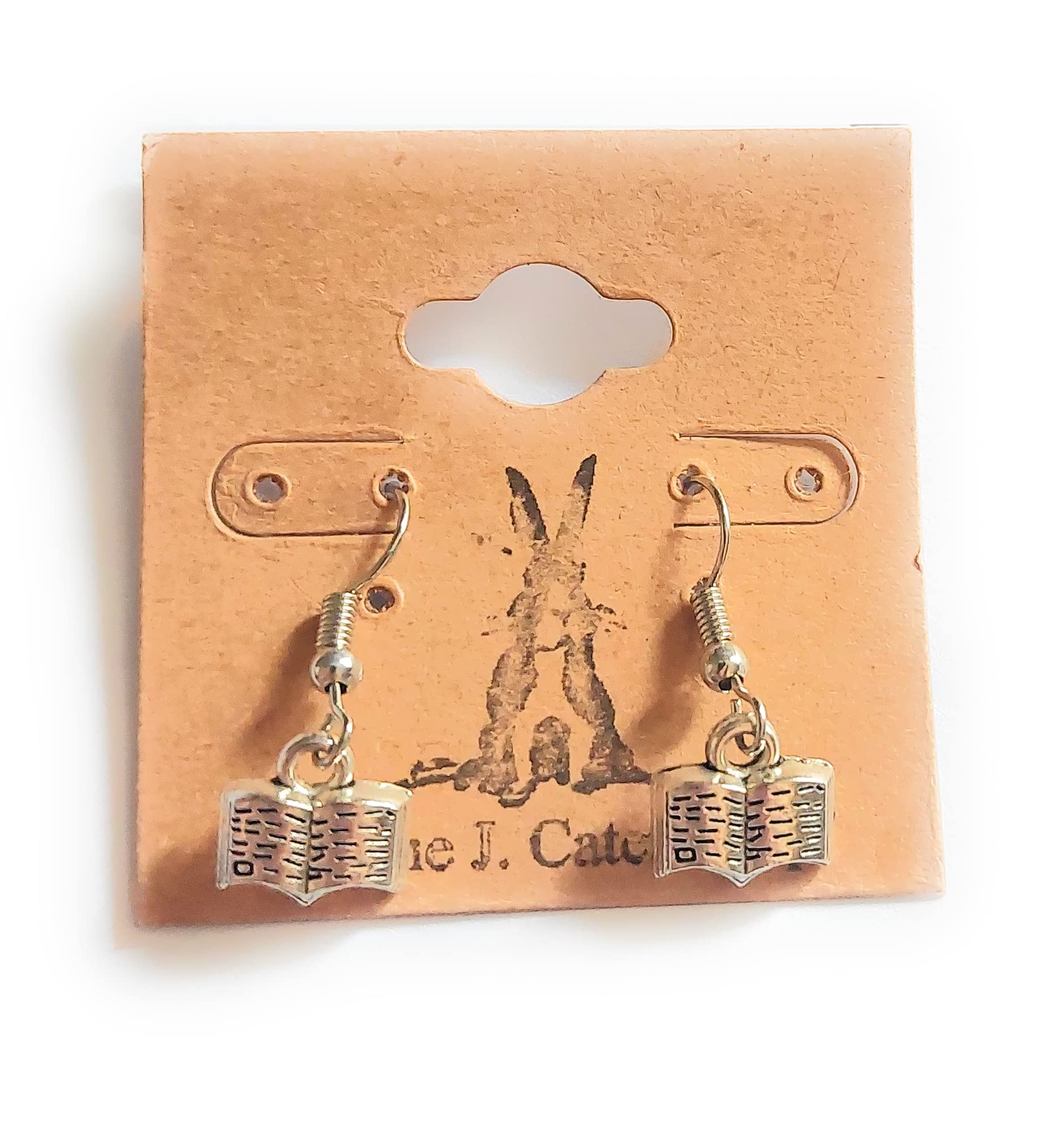 Book Dangle Earrings - Silver Book Charm Jewelry for Readers & Book Lovers - Perfect for Book Clubs, Reading Gifts & Literary Events