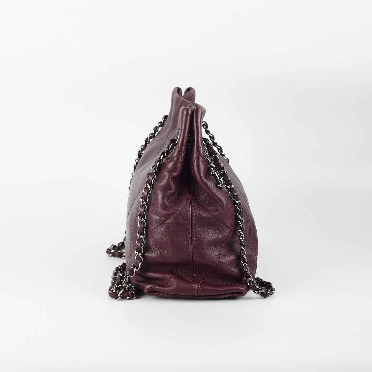 Chanel Quilted Leather Tote Bag for Women - Dark Burgundy/Purple Crossbody Handbag - Luxury Designer Purse for Work, Travel & Everyday Use