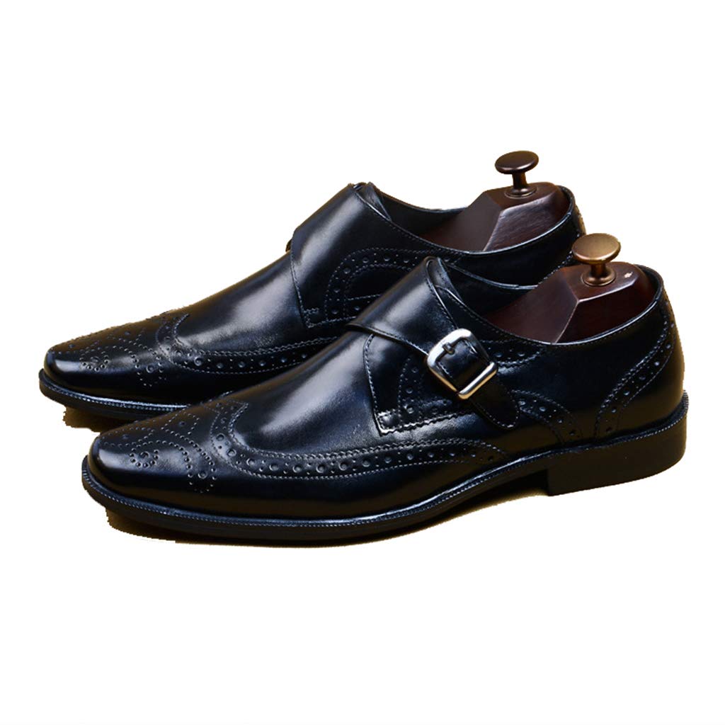 Men's Monk Buckle Dress Shoes - Leather Business & Formal Shoes for Urban Walking, Work, Banquet - Black Size 43/UK 8.5/US 9 - Perfect for Office, Wedding & Professional Occasions