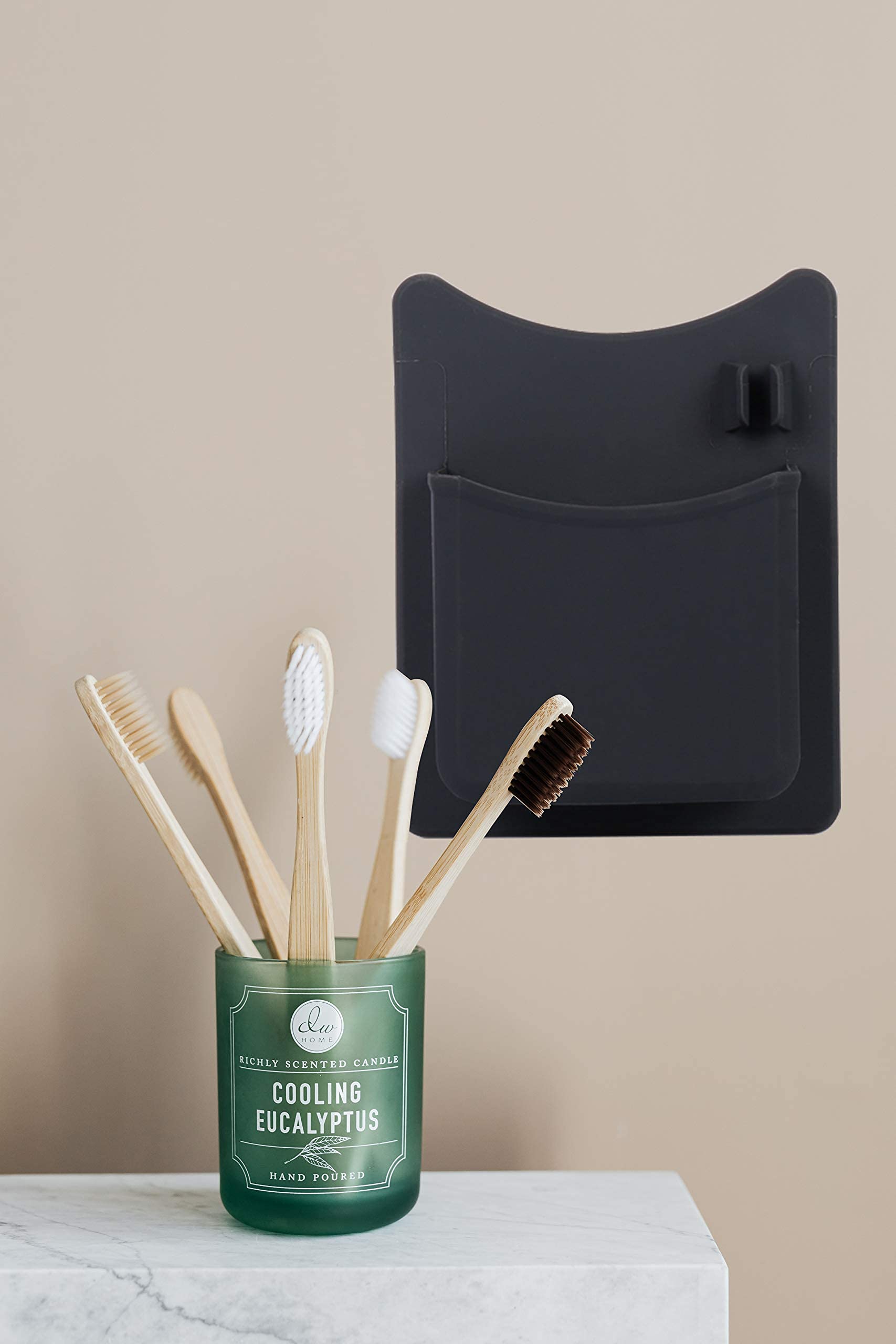 Waterproof Black Silicone Toothbrush Holder for Shower & Bathroom - Non-Slip Grip Technology with Drainage Holes - Perfect for Small Bathrooms, RVs, and Dorm Rooms