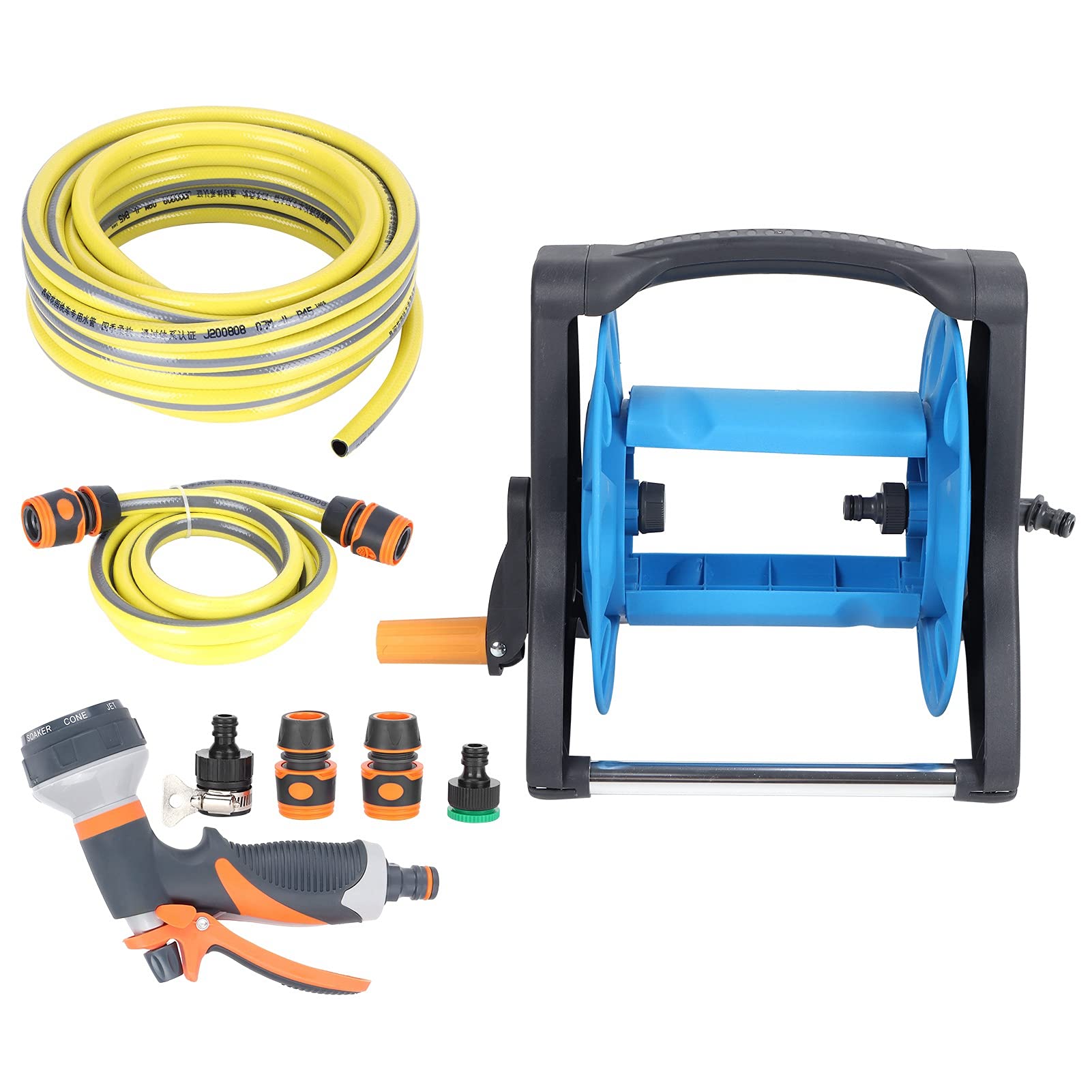 01 Heavy Duty Hose Reel Cart with 150ft Capacity - Retractable Garden Water Hose Reel for Lawn Care, Car Washing, Patio Cleaning & Outdoor Watering - Perfect for Home Garden, Yard Maintenance and Vehicle Cleaning
