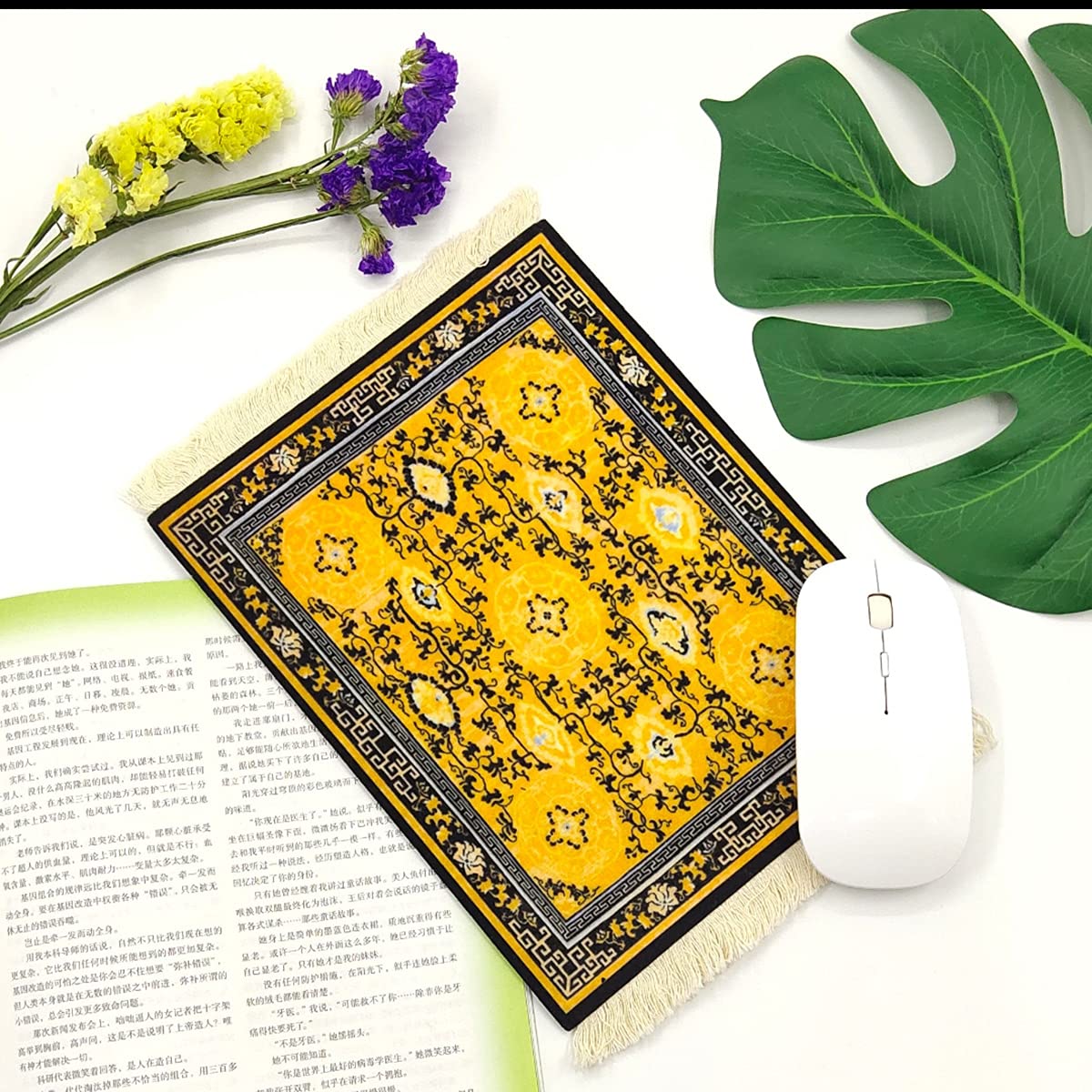 Oriental Style Turkish Carpet Mouse Pad for Computer & Laptop - Non-Slip Desk Mat for Office, Home, Gaming - Ergonomic Mousepad with Unique Rug Design (Perfect for Workspace Decor & Comfortable Computing)