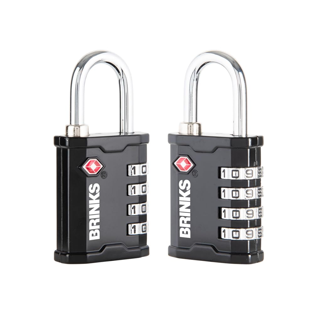 BRINKS TSA Approved 4-Dial Resettable Combination Padlock for Gun Cases, Luggage, Equipment & Camera Bags – Secure Travel Lock (2 Pack) – Ideal for Airports, Storage & Outdoor Adventures