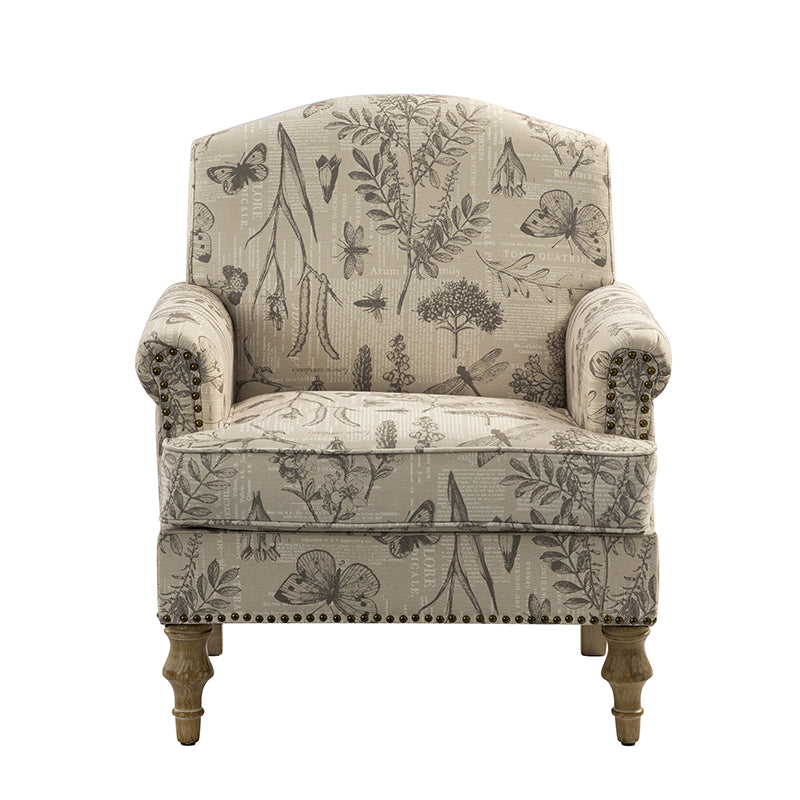 Raphael Farmhouse Armchair with Wooden Legs - Sturdy Frame Accent Chair for Living Room, Bedroom & Office (Multiple Styles Available)