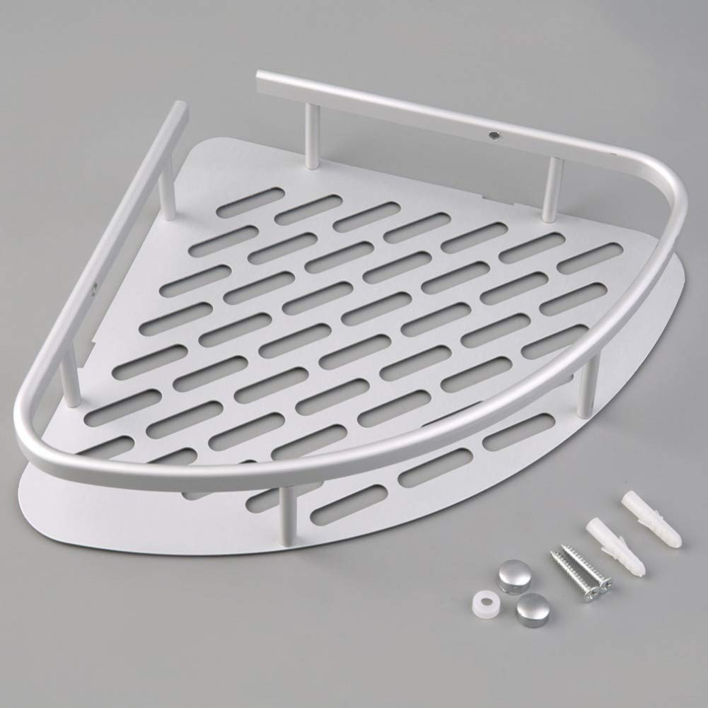 JF-XUAN Aluminum Wall-Mounted Corner Shower Shelf - Bathroom Storage Organizer (1-Pack) for Shampoo, Soap & Toiletries - Perfect for Bathroom, Laundry Room & Closet Organization