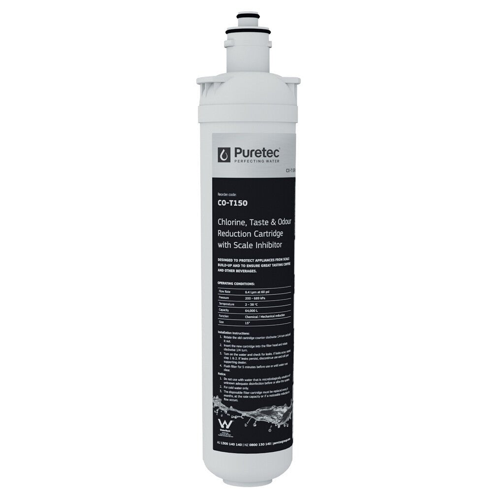 Puretec CO T150 Replacement Water Filter Cartridge - High Performance Carbon Block Filter for Clean Drinking Water | Compatible with Under Sink, Refrigerator & RV Water Filtration Systems