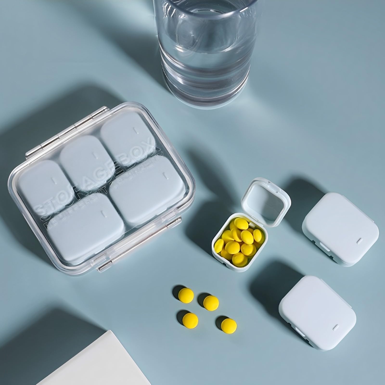 SOFISO 10-Day Pill Organizer - 4/6 Grid Adjustable Travel Medicine Box | Portable Waterproof Daily Pill Case for Vitamins, Fish Oil & Supplements | Perfect for Travel, Home Use & Medication Management