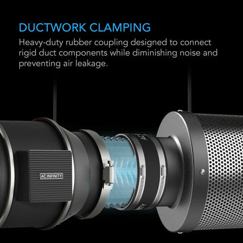 AC Infinity Noise Reduction Clamp & Coupler - Sound Dampening Duct Connector for HVAC, Grow Tents & Home Ventilation Systems - Reduce Vibration & Airflow Noise