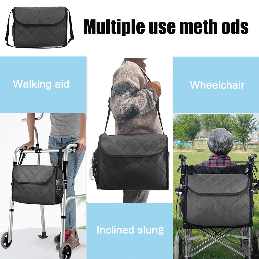Waterproof Wheelchair Backpack - Travel Storage Tote Bag for Wheelchairs | Durable Messenger Bag for Men, Women, Elderly & Handicap | Perfect for Daily Commute, Shopping & Outdoor Activities (Black)