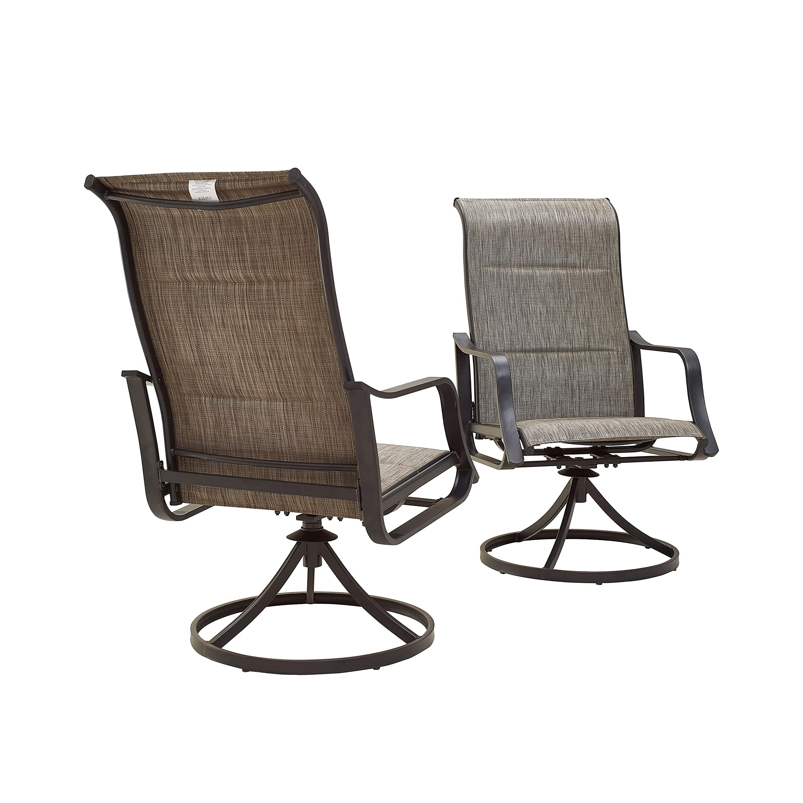 LOKATSE HOME 2-Piece Outdoor Patio Dining Chair Set - Swivel Sling Rocker Chairs with Durable Steel Frame, Comfortable Grey Weather-Resistant Fabric - Perfect for Backyard, Garden, Poolside & Deck Relaxation
