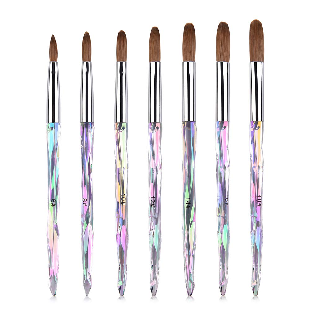 Acrylic Nail Brush Set with Diamond Handle for Manicure & Nail Art Design - Perfect for Salon & Home Use