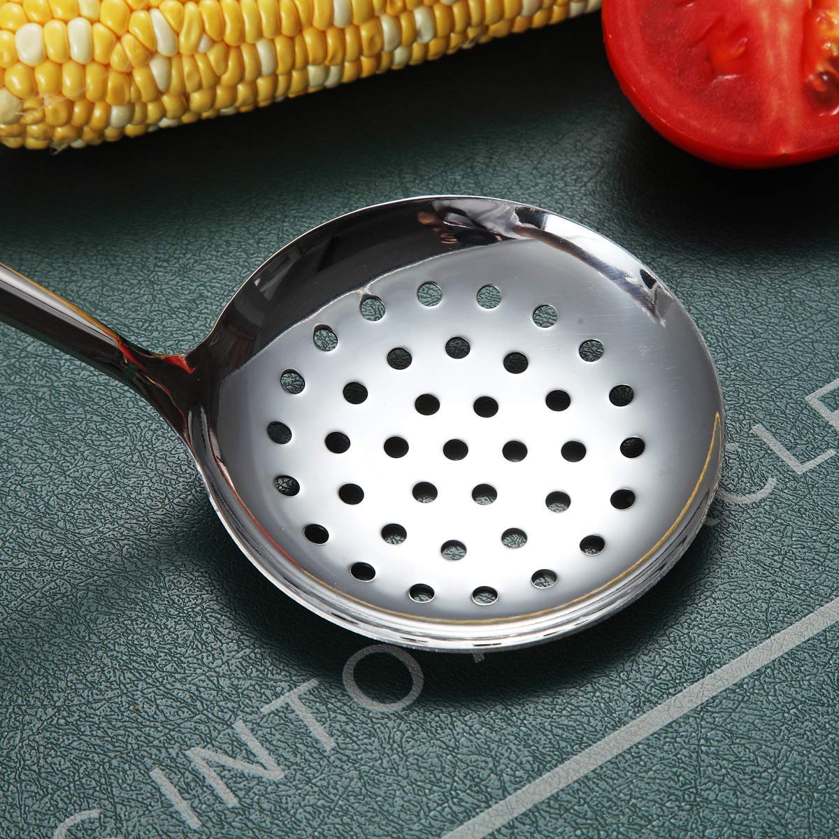 Premium Stainless Steel Skimmer - Berglander Metal Strainer for Non-Stick Cookware | Heat-Resistant & Dishwasher Safe | Perfect for Frying, Soup Making & Pasta Cooking | Easy to Clean Kitchen Tool