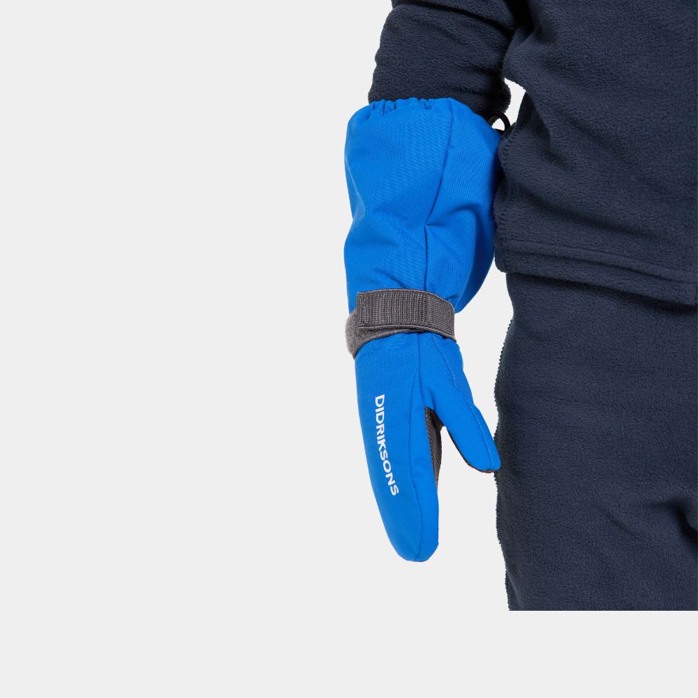 Didriksons Biggles Kids Waterproof Ski Mittens - Caribbean Blue - Warm Winter Gloves for Boys & Girls - Perfect for Snowboarding, Sledding & Outdoor Winter Activities
