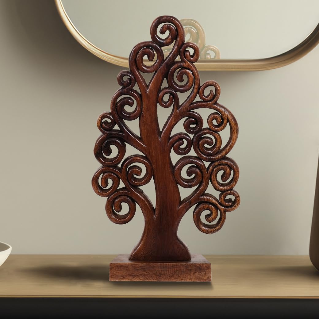 Decozen Wooden Tree of Life Sculpture - Unique Mother's Day & Birthday Gift for Mom - Handcrafted Home Decor for Living Room, Office, Shelf, Fireplace, Farmhouse, Tabletop, Boho & Mantle - Perfect for Mother's Day Decorations & Rustic Home Styling