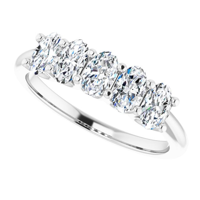 1.05 Carat Oval Cut Diamond Wedding Band - 5 Stone Anniversary Ring for Women - Elegant Bridal Jewelry for Engagement, Proposal & Special Occasions