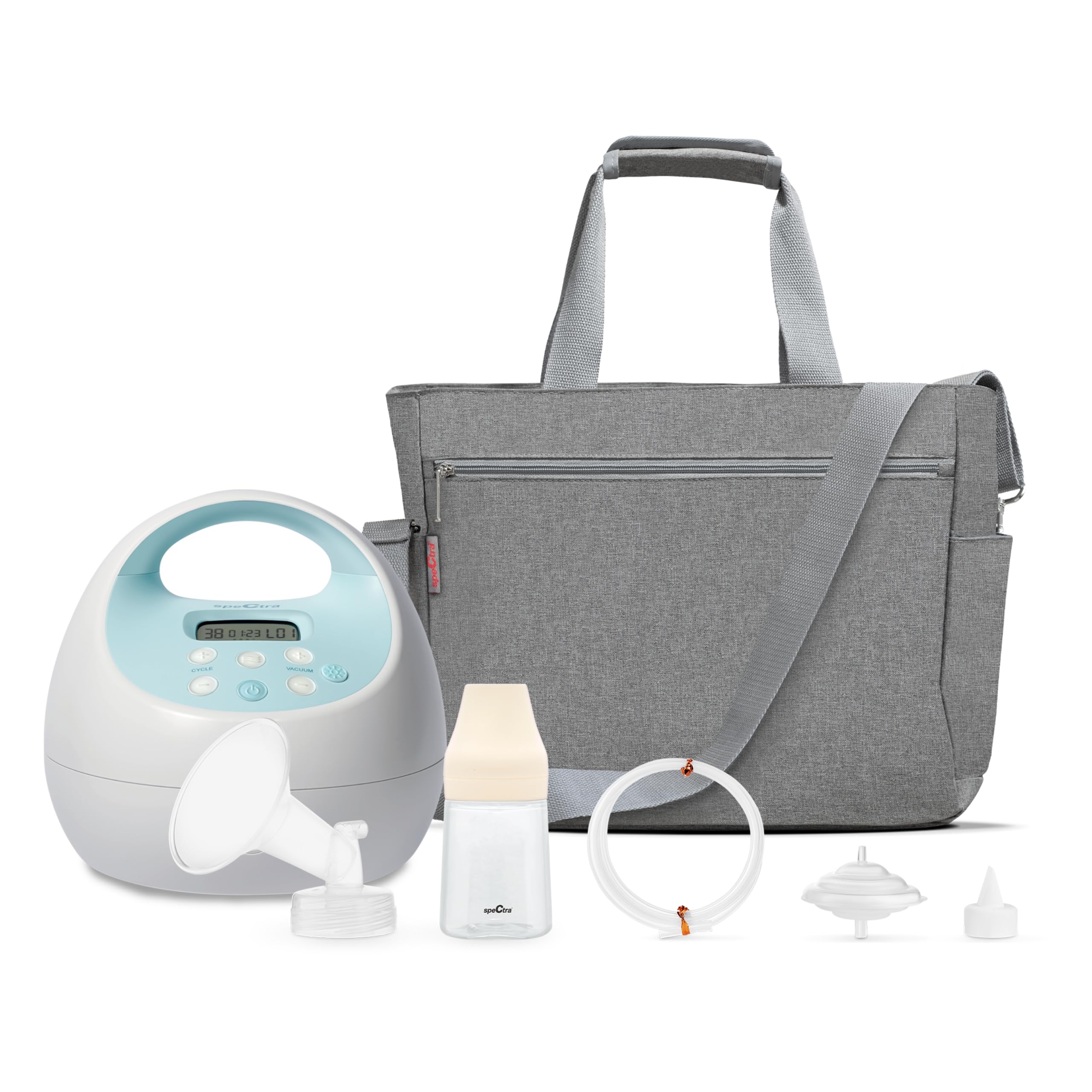 Spectra Baby S1 Plus Premier Electric Breast Pump with Rechargeable Battery - 28mm Flange Size, Includes Premium Grey Tote & Accessory Kit - Perfect for Travel, Work & Hands-Free Pumping at Home
