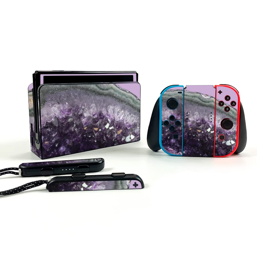 MightySkins Protective Vinyl Decal Wrap Cover for Nintendo Switch OLED - Amethyst Agate Design | Durable, Scratch-Resistant Skin | Easy to Apply & Remove | Made in USA | Perfect for Gaming, Travel & Customization