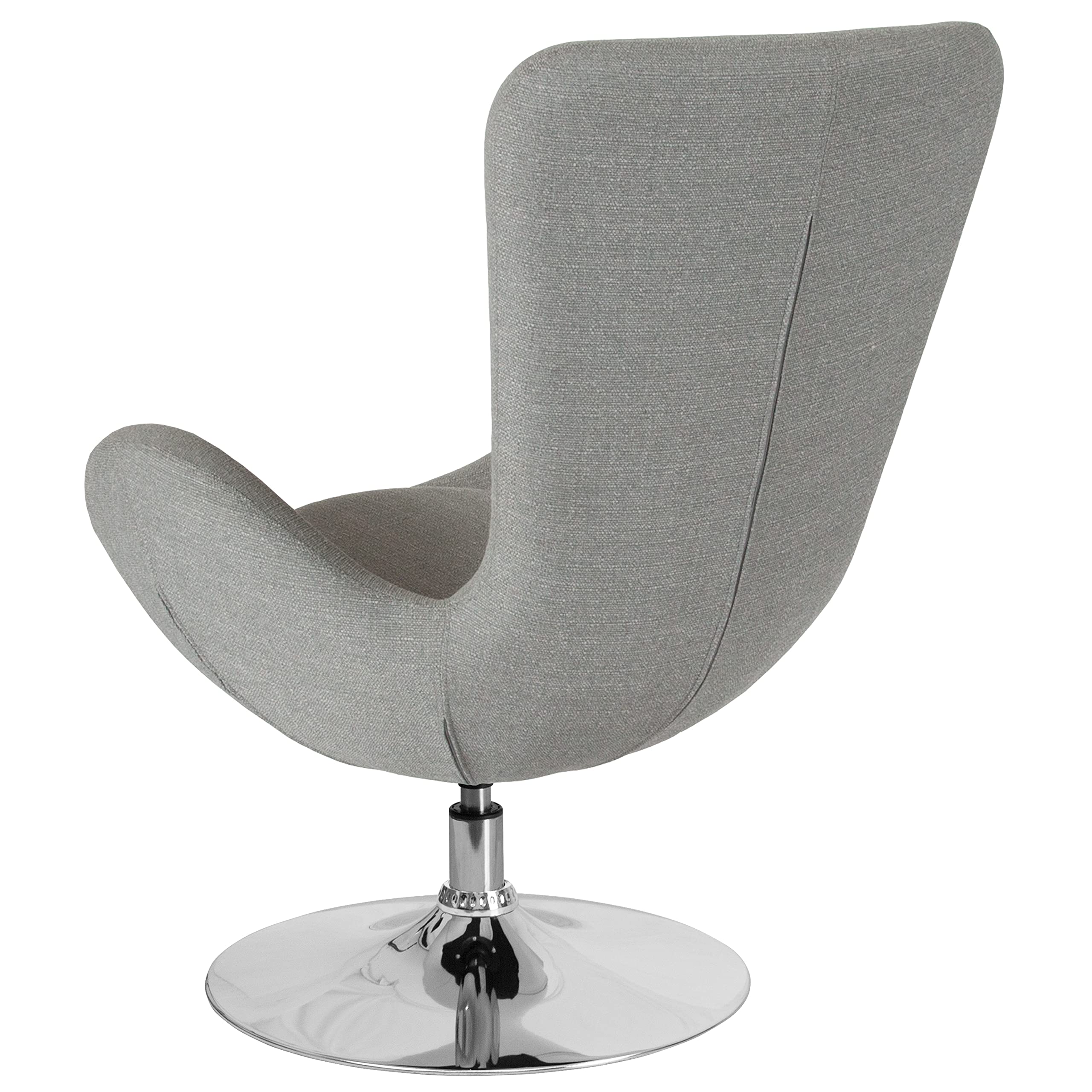 Emma & Oliver Light Gray Fabric Side Reception Chair with Bowed Seat - Elegant Waiting Room Seating for Offices, Hotels, and Event Venues