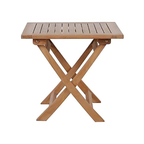 Eco-Friendly Folding Side Table for Patio - Solid Teak Wood Outdoor Foldable Dining Table | Portable Square Coffee Table for Backyard, Porch, Balcony & Garden | Perfect for Outdoor Entertaining, Relaxing & Small Space Living (Teak)
