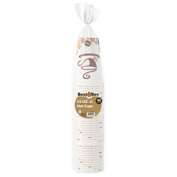 12 oz. Disposable Paper Coffee Cups - 40 Pack | Eco-Friendly Hot & Cold Drink Cups for Office, Cafes, and Home Use