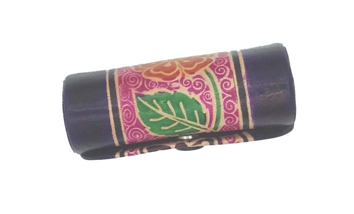 Elegant Leather Lipstick Case Holder with Mirror - Floral Design Jewelry Box for Single Lipstick, Perfect for Handbags & Crossbody Bags | Ideal Gift for Women, Makeup Organizer & Travel Essential