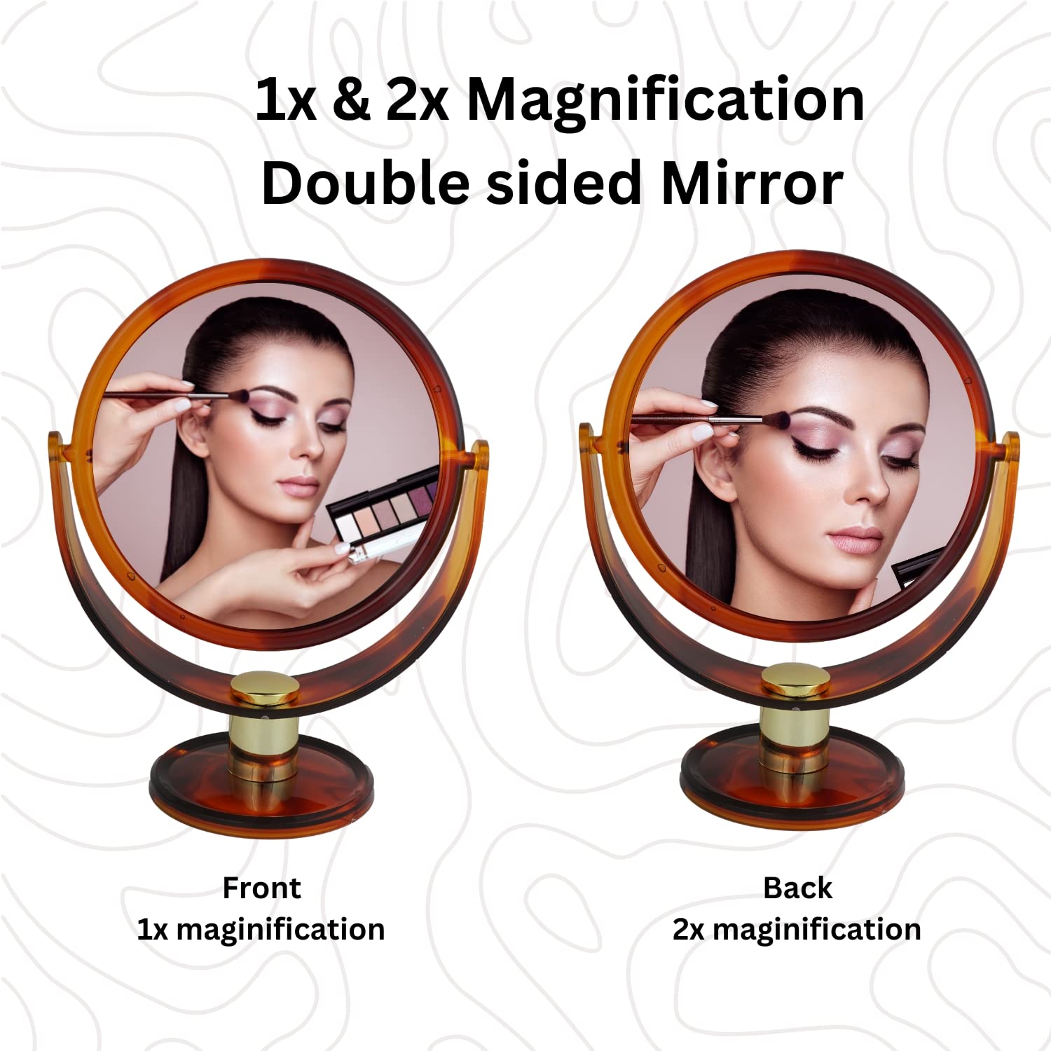 Scarlet Line Professional Round Double-Sided Magnifying Makeup Mirror with Stand - 1X/10X Magnification Vanity Mirror for Men & Women, Framed Tabletop Dressing Mirror - Perfect for Makeup Application, Skincare Routine & Grooming