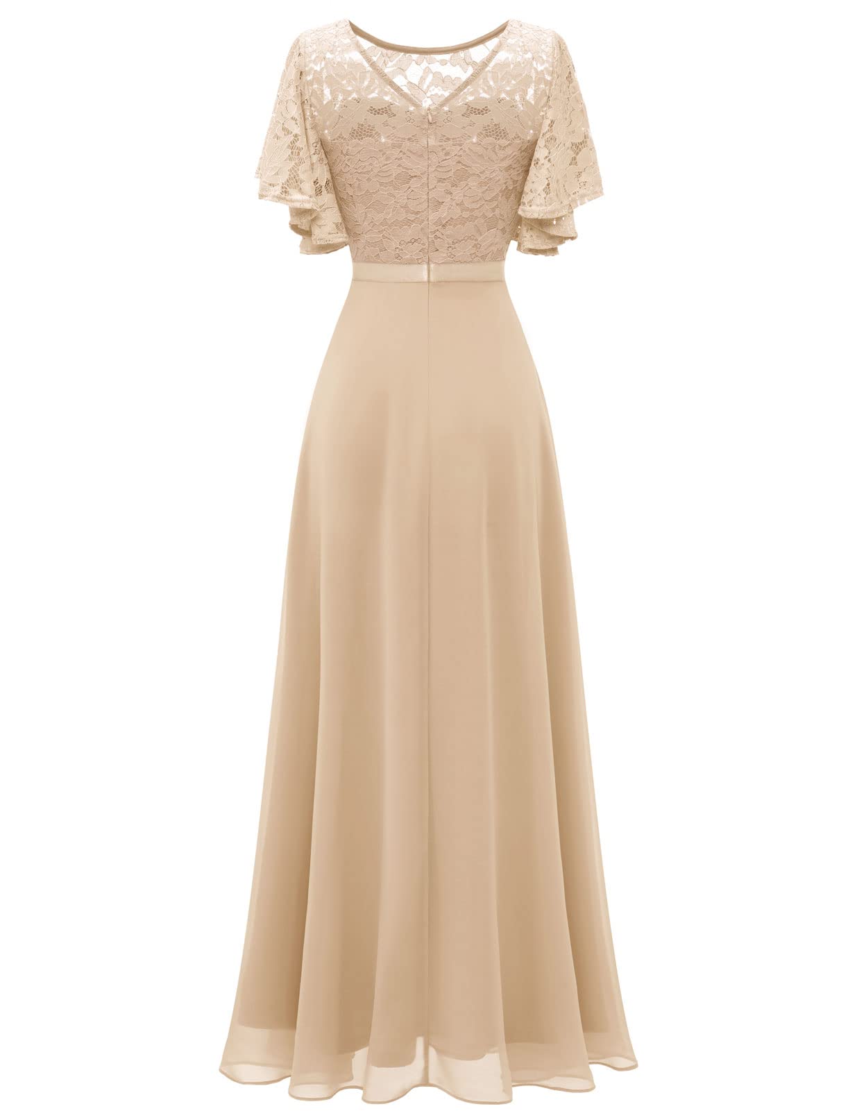 Elegant Lace Wedding Guest Dress with V-Back & Empire Waist - Formal Bridesmaid Prom Evening Gown for Special Occasions | Perfect for Weddings, Galas, Cocktail Parties & Black Tie Events 2025
