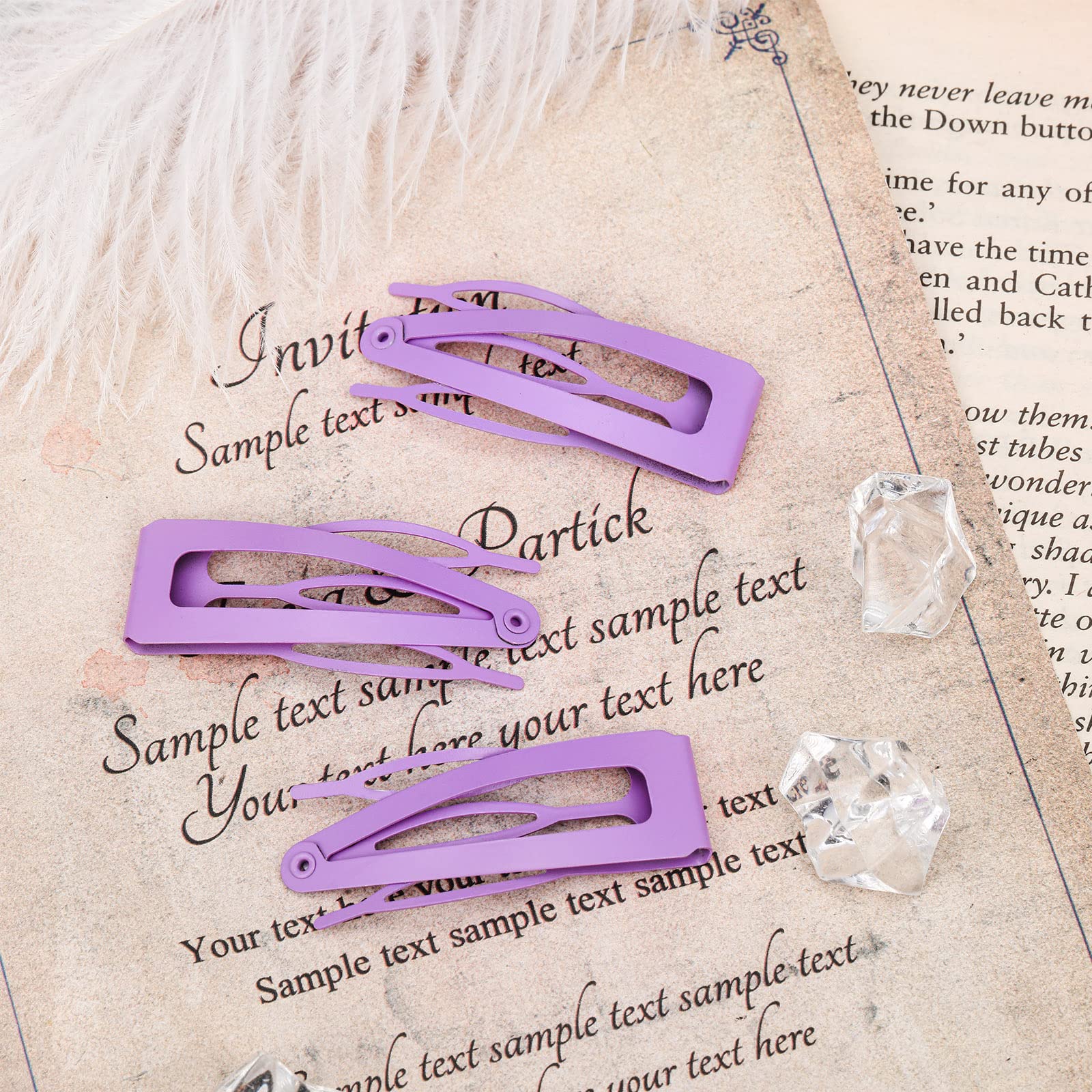 Chinco 24 Pcs Double Grip Hair Clips - Metal Snap Barrettes for Women, Professional Salon Hair Styling Supplies (Light Purple, 2 Inch) - Perfect for Updos, Braiding & Hair Extensions